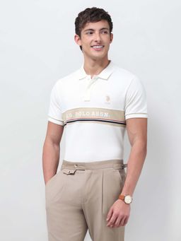 U.S. POLO ASSN. - Mens Brand Printed Regular Fit White Polo T-Shirt