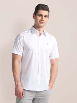 U.S. POLO ASSN. - White Solid Regular Fit Mens Shirt