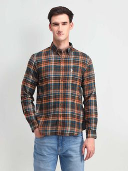 U.S. Polo Assn. Denim Co. - Brown Tartan Check Slim Fit Mens Shirt