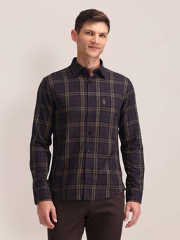 U.S. POLO ASSN. - Wine Tartan Check Regular Fit Cotton Mens Shirt