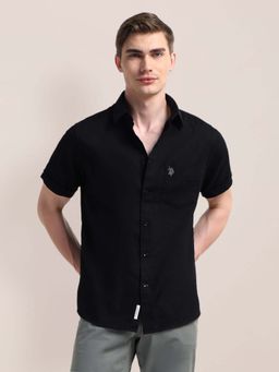 U.S. POLO ASSN. - Black Regular Fit Cotton Mens Shirt