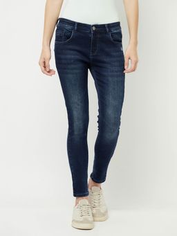 CRIMSOUNE CLUB - Women Blue Solid Light Fade Jeans
