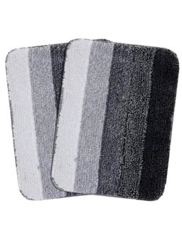 Saral Home - Grey Microfiber Anti Skid Bath Mat 38x50 cm (Pack of 2)