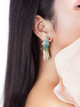 Joker and Witch - Joker & Witch Peeki The Parrot Green Earring