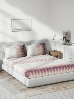 Ddecor Live Beautiful - Cotton 136 Tc King Fitted Bedsheet With 2 Pillow Covers - Red