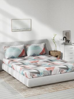 Ddecor Live Beautiful - Cotton 136 Tc King Fitted Bedsheet With 2 Pillow Covers - Red