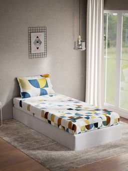 Ddecor Live Beautiful - Cotton Single Bedsheet With 1 Pillow Cover - Blue