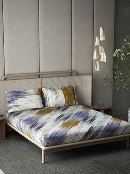 Ddecor Live Beautiful - Cotton King Bedsheet With 2 Pillow Covers - Purple