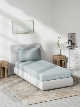 Ddecor Live Beautiful - Cotton Solid Single Bedsheet With 1 Pillow Cover - Blue