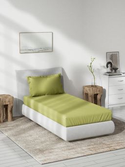 Ddecor Live Beautiful - Cotton Solid Single Bedsheet With 1 Pillow Cover - Green