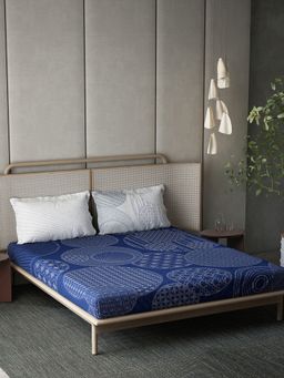 Ddecor Live Beautiful - Circles Cotton King Bedsheet With 2 Pillow Covers - Blue