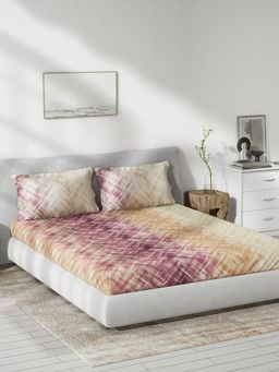 Ddecor Live Beautiful - Empyrean Abstract Cotton King Bedsheet With 2 Pillow Covers - Maroon