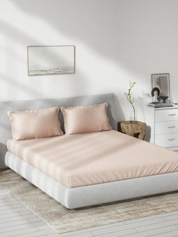 Ddecor Live Beautiful - Solid Cotton King Bedsheet With 2 Pillow Covers - Light Pink