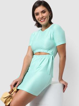 PINACOLADA - Womens Aqua Blue Slim Fit Mini Dress