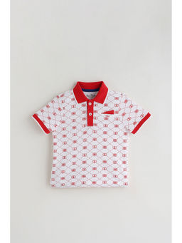 One Friday - Red Regular Short Sleeve Printed Polo T-shirt
