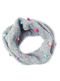 Accessorize London - Girls Grey Pom Snood Scarf