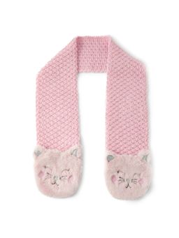 Accessorize London - Girls Pink Cat Fluffy Scarf