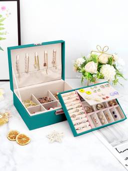 Cortina - Jewellery Organiser Pu Leather Portable Storage Box with Divider Container
