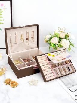 Cortina - Jewellery Organiser Pu Leather Portable Storage Box with Divider Container