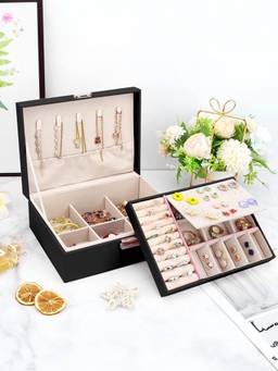 Cortina - Jewellery Organiser Pu Leather Portable Storage Box with Divider Container