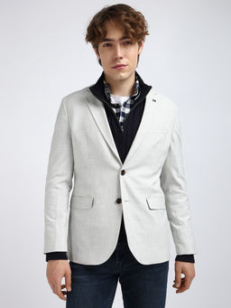 Tommy Hilfiger - Checked Regular Fit Polyester Single-Breasted Blazer Grey