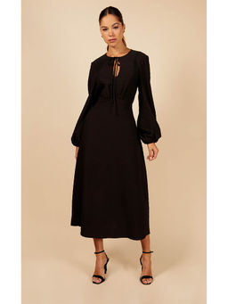 Little Mistress - Black Tie Detail Midi Dress