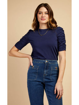 Little Mistress - Navy Blue Half Sleeve T-Shirt by Vogue Williams