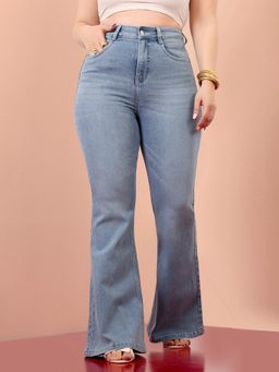 Miss Chase - A+ Curve Collection Plus Size Women's Light Blue High Rise Bootcut Jeans