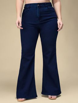 Miss Chase - A+ Curve Collection Plus Size Women's Navy Blue Bootcut Denim Jeans