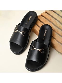 ROCIA - Black Women Stylish Buckled Flats