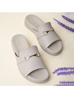 ROCIA - Grey Women Stylish Buckled Flats