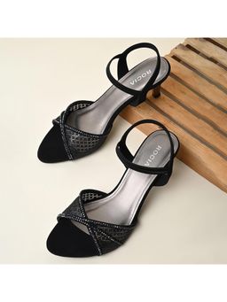 ROCIA - Black Women Diamond Embellished Lace Stiletto Heels