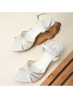 ROCIA - White Women Diamond Embellished Lace Stiletto Heels