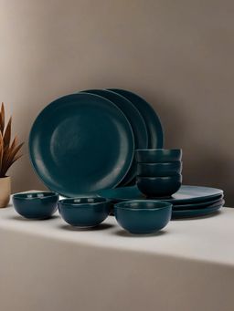 Ekhasa - Ceramic Dinnerware Teal (Set of 12)