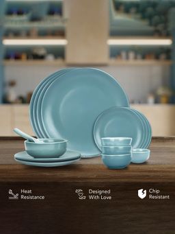 Ekhasa - Ceramic Dinnerware Blue (Set of 15)