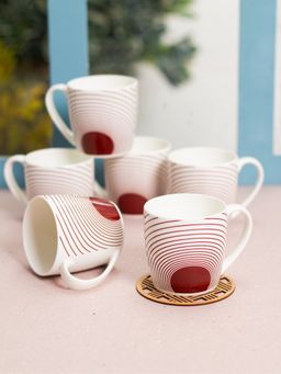JCPL - Fine Ceramic Alton Hilton Red Tea Coffee Cup Pack of 6 220 Ml Each