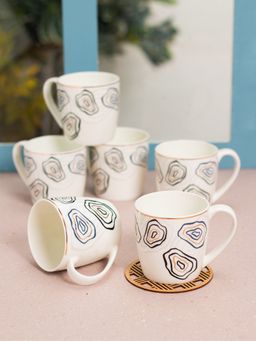 JCPL - Fine Ceramic Alton Posh Tea Coffee Cup Pack of 6 220 Ml Each