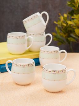 JCPL - Fine Ceramic Charlie Crystal Tea Coffee Cup Pack of 6 210 Ml Each (Cr402)