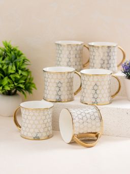 JCPL - Fine Ceramic Cruise Kohinoor Tea Coffee Cup Pack of 6 250 Ml Each (1900)