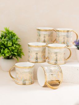 JCPL - Fine Ceramic Diamond Ebony Tea Coffee Cup Pack of 6 220 Ml Each (E610)