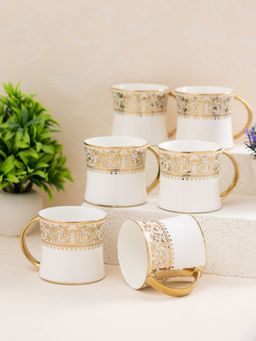 JCPL - Fine Ceramic Diamond Ebony Tea Coffee Cup Pack of 6 220 Ml Each (E612)