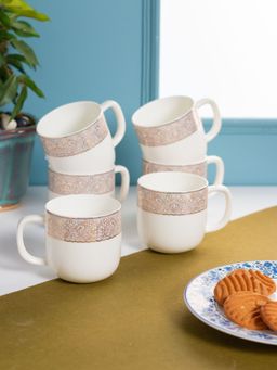 JCPL - Fine Ceramic Ella Aroma Tea Coffee Cup Pack of 6 240 Ml Each (As29)