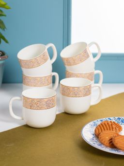 JCPL - Fine Ceramic Ella Aroma Tea Coffee Cup Pack of 6 240 Ml Each (As30)