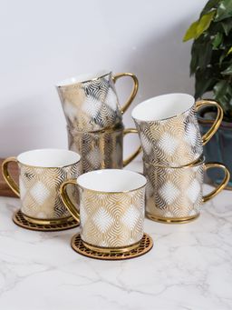 JCPL - Fine Ceramic Fresco Ebony Tea Coffee Cup Pack of 6 250 Ml