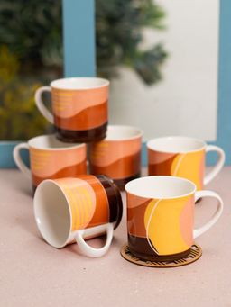 JCPL - Fine Ceramic Fresco Prima Multi Color Tea Coffee Cup Pack of 6 250 Ml Each