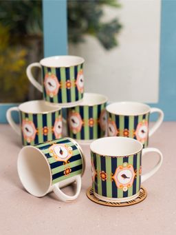 JCPL - Fine Ceramic Fresco Ziva Tea Coffee Cup Pack of 6 250 Ml