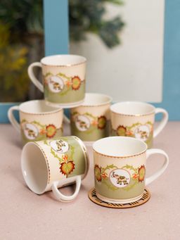 JCPL - Fine Ceramic Fresco Ziva Tea Coffee Cup Pack of 6 250 Ml