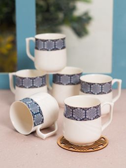 JCPL - Fine Ceramic New Lily Beige Tea Coffee Cup Pack of 6 180 Ml Each