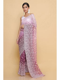 Soch - Women Purple Embellished & Sequined Saree with Stitched Blouse