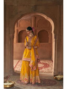Sheetal Batra - Areesha - Heirloom Mustard Short Kurta With Sharara And Dupatta